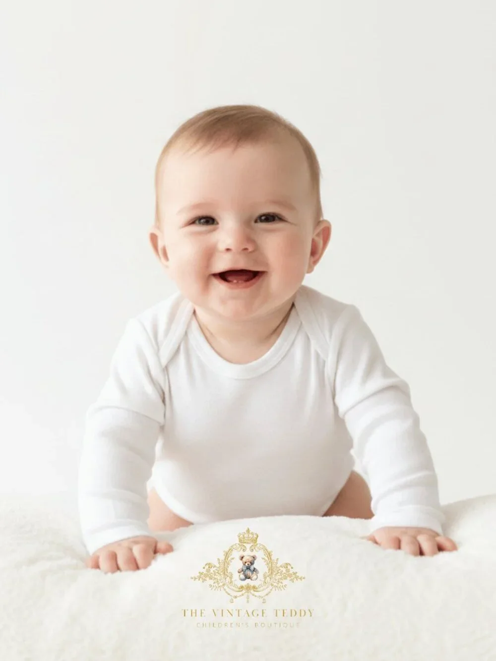 NWT Cute Long Sleeve Baby Onesies One-Piece Bodysuit Kids White Various Sizes